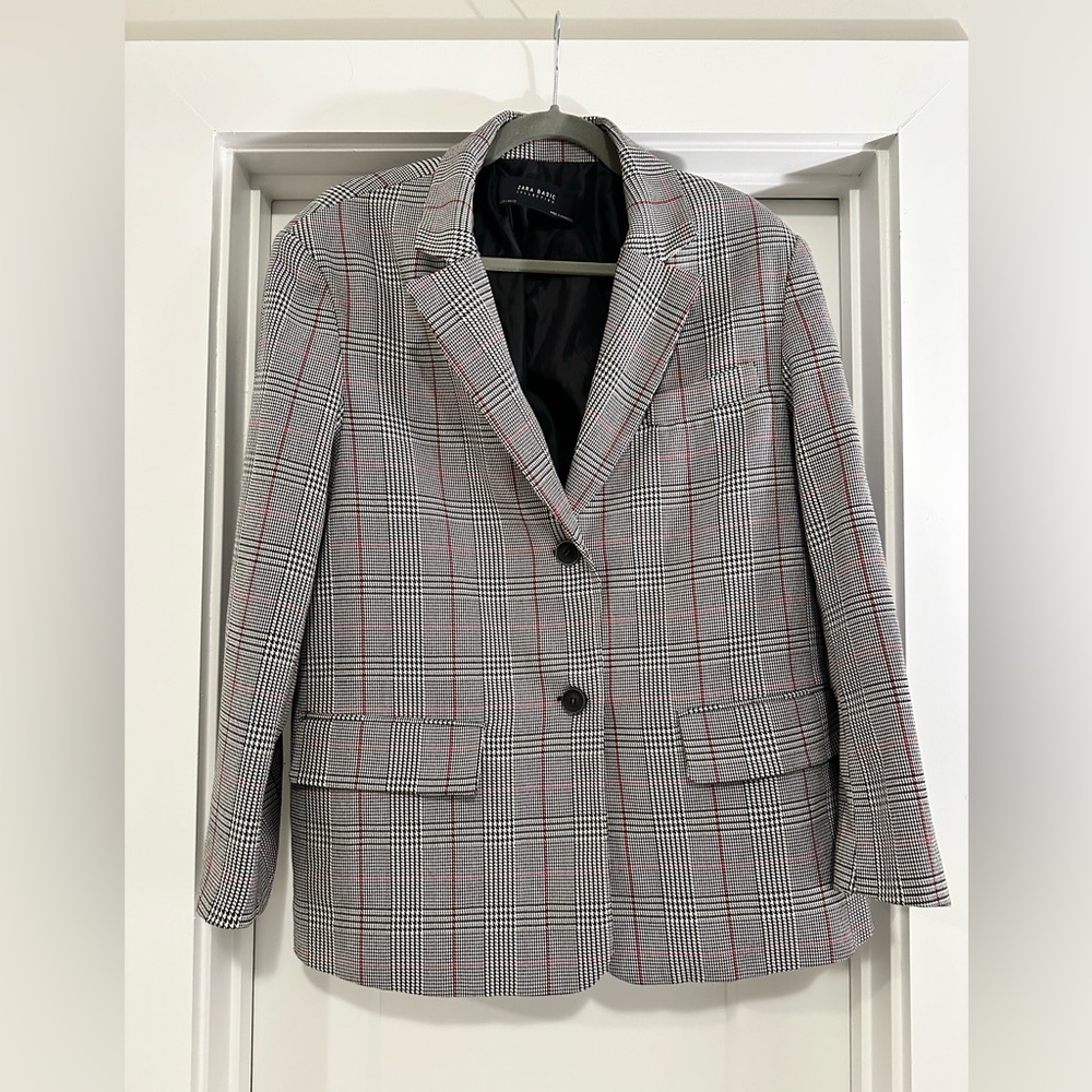 Zara Basic Collection Houndstooth Plaid Oversized… - image 1